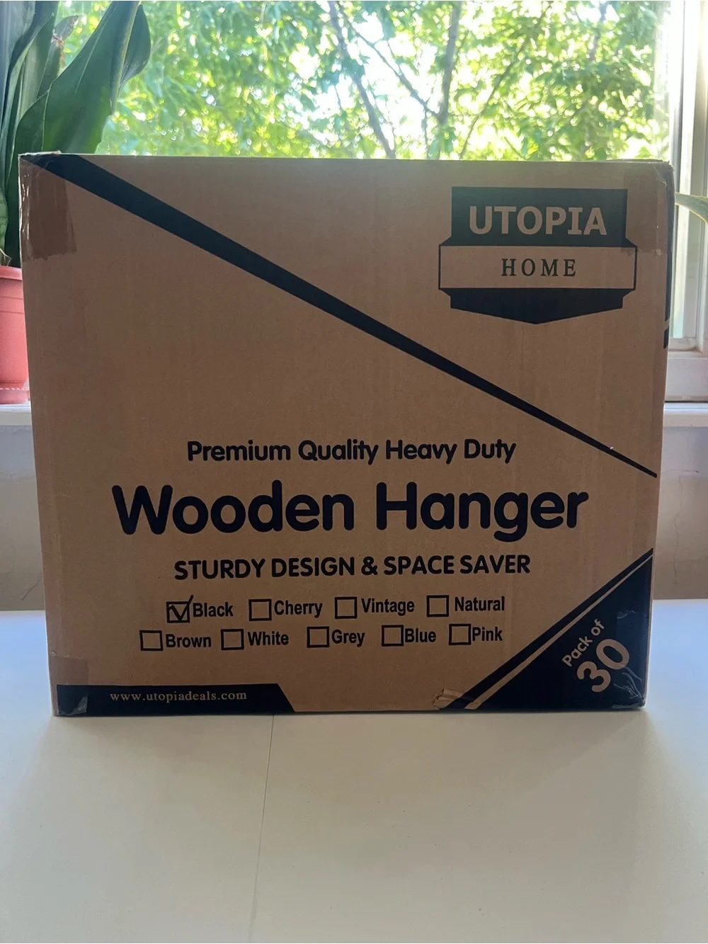 Utopia Home Black Wooden Hangers - Pack of 30